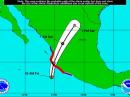 NOAA graphic showing the projected path of Hurricane Patricia as of 1500 UTC.